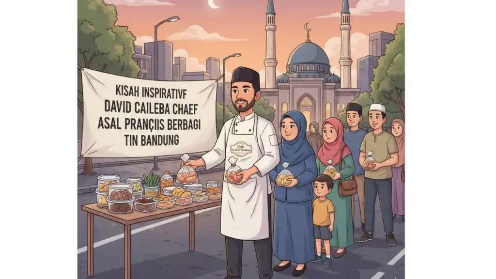 Kisah Inspiratif David Caileba Chaef Asal Perancis Berbagi Takjil dengan Warga Sekitar Di Bandung.