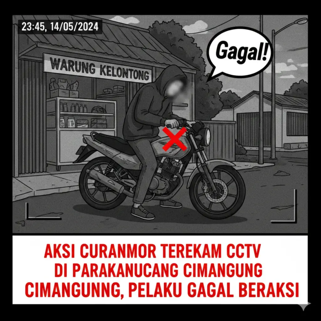 Aksi Curanmor Terekam CCTV di Parakanmuncang Cimanggung, Pelaku Gagal Beraksi