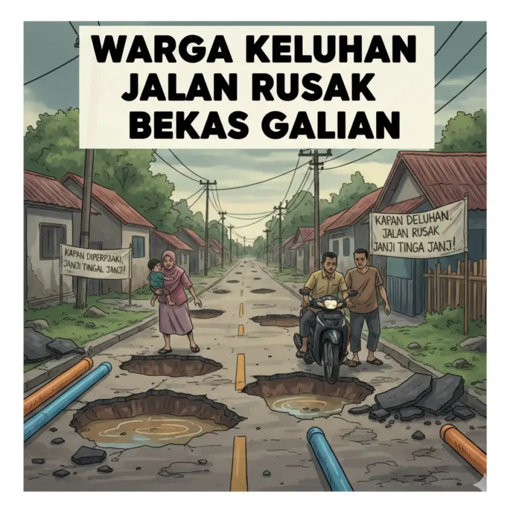 Warga Keluhkan Jalan Rusak Bekas Galian