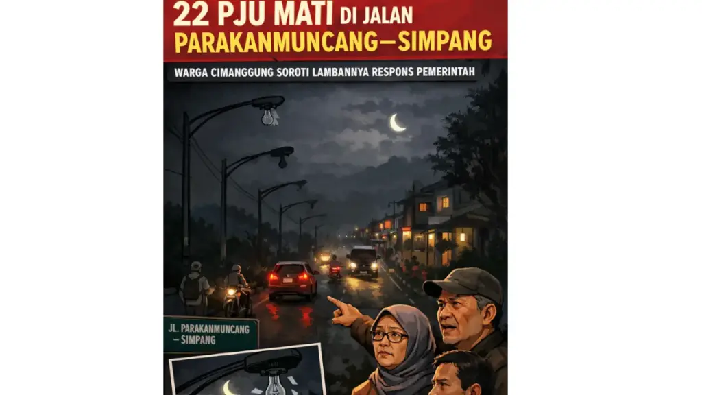 22 PJU Mati di Jalan Parakanmuncang–Simpang, Warga Cimanggung Soroti Lambannya Respons Pemerintah 