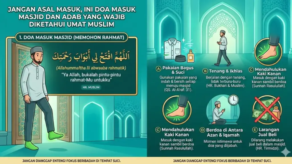 Jangan Asal Masuk, Ini Doa Masuk Masjid dan Adab yang Wajib Diketahui Umat Muslim