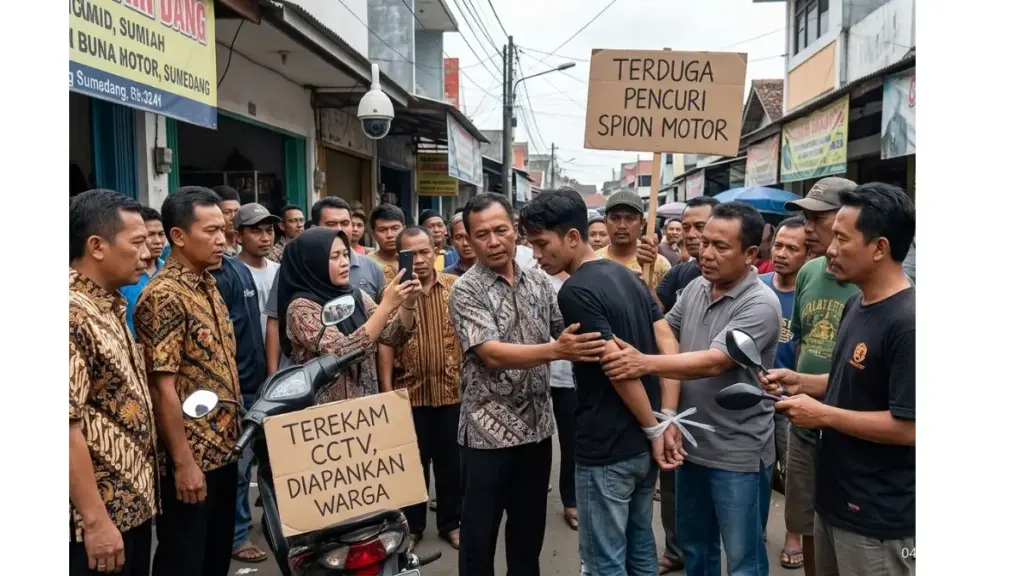 Terekam CCTV dan Viral, Terduga Pencuri Spion Motor di Cimanggung Diamankan Warga