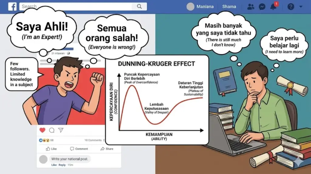 Kenapa Orang Bodoh Merasa Pintar? Mengenal Efek Dunning-Kruger dan Fenomena \"Sok Tahu\" di Media Sosial!