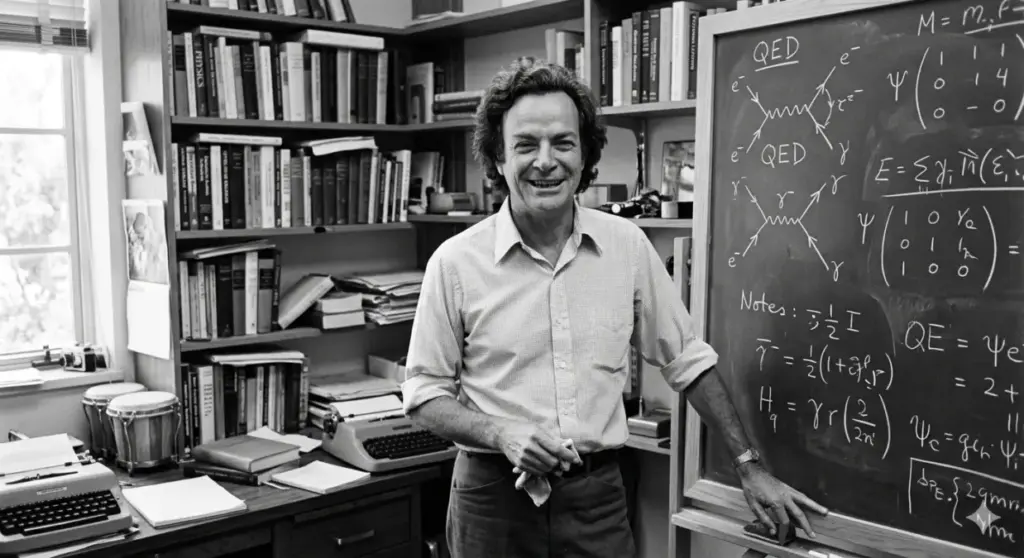 Foto Richard Feynman, fisikawan pemenang Nobel dan pencipta Teknik Feynman untuk penyederhanaan konsep rumit.