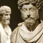 patung kaisar Romawi Marcus Aurelius, filsuf Stoik yang mengajarkan kedisiplinan dan tanggung jawab.