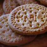 Potret beberapa keping biskuit Marie saling bertumpukan