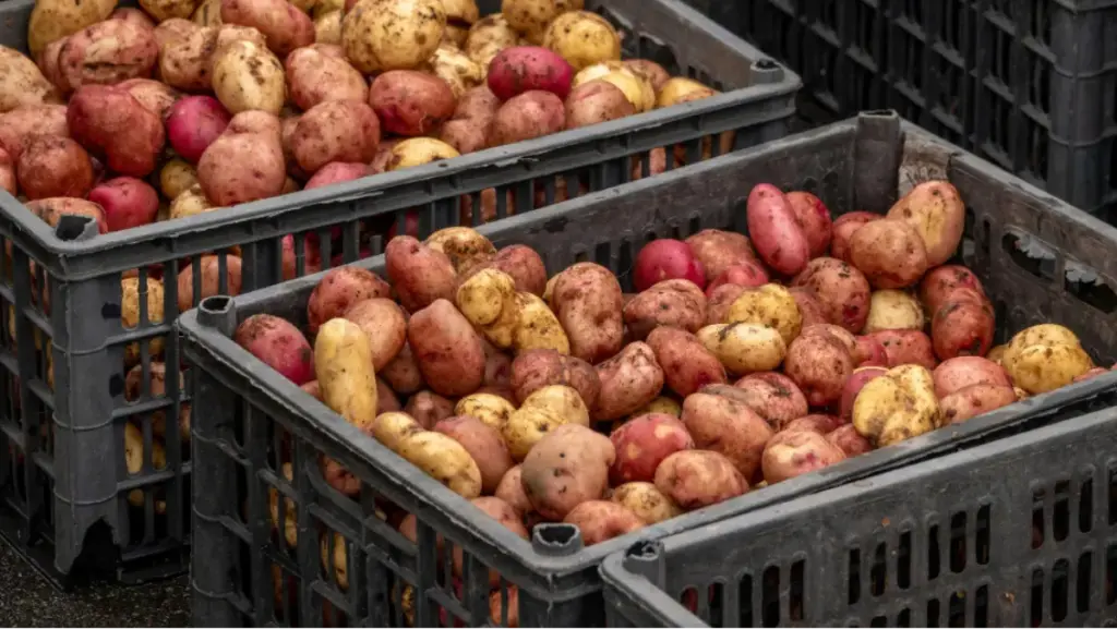 Sejumlah kentang tersimpan di keranjang