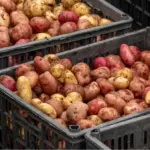 Sejumlah kentang tersimpan di keranjang