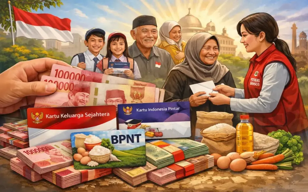 gambar berisi ilustrasi penyaluran dana sosial kepada masyarakat