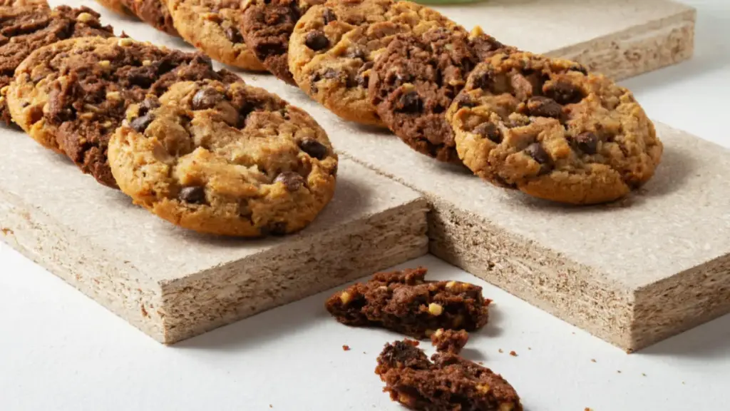 Potret sejumlah soft cookies berjajar rapi di atas kayu