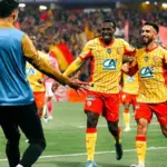 skuad rc lens yang sedang selebrasi