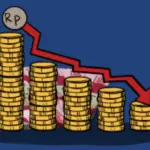 ilustrasi mata uang rupiah yang terus menurun akibat konflik