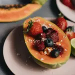 Potret olahan pepaya sebagai mangkuk salad buah